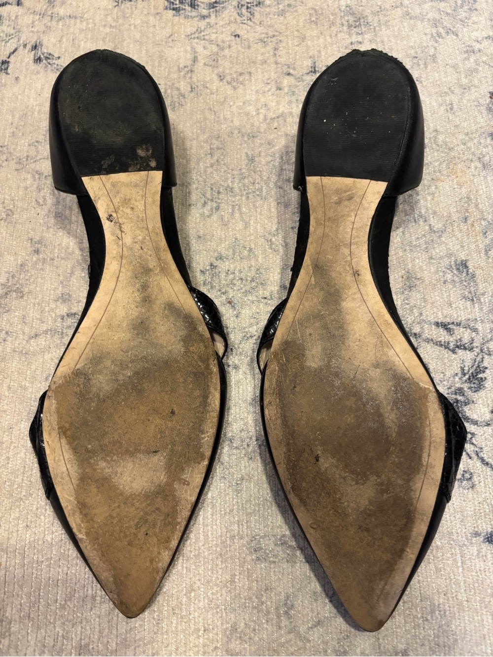 Sam Edelman Black Pointed D'Orsay Flats with Textured Strap - Picture 2 of 5